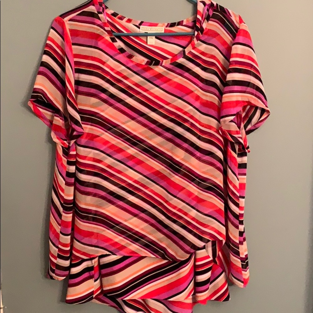Colorful sheer over layered short sleeve xxlg